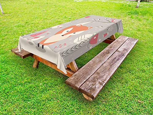 ABAKUHAUS Forest Friends Tovaglia da Esterno, Astratto Inverno, Tovaglia da Picnic Lavabile Decorativa, 145 cm x 210 cm, Salmon Polvere