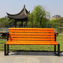 Panchine all'aperto sulla terrazza del parco, Sedia da portico a 3 posti resistente alle intemperie con braccioli e schienale, Legno massiccio anticorrosivo e ghisa Panca per mobili da giardino