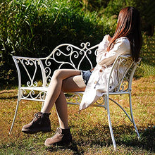 Panchina da Giardino Panchina da Esterno, Panchina da Balcone in Metallo da 124 Cm, Sedili da Veranda in Ghisa Resistenti alle Intemperie, Panchina da Parco con Schienale E Braccioli