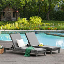 Outsunny Set 2 Sdraio da Giardino Cuscino Imbottito Regolabile su 6 Livelli in Rattan 196x65x22 cm Grigio