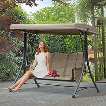 Outsunny Dondolo 3 Posti da Giardino o Terrazzo con Tettuccio Regolabile e Tasche Portaoggetti Marrone 196x128x172cm
