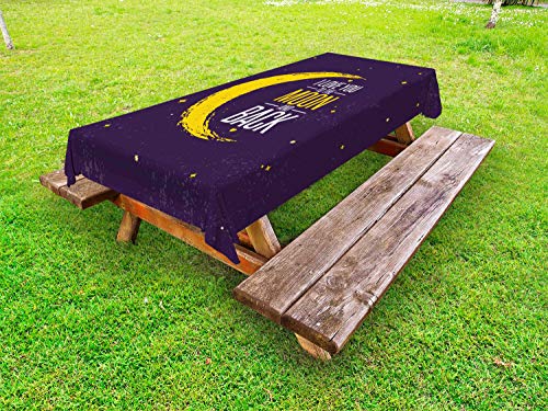 ABAKUHAUS Ti Amo Fino alla Luna e Ritorno Tovaglia da Esterno, Stelle Celestial Elementi di Art, Tovaglia da Picnic Lavabile Decorativa, 145 cm x 265 cm, Dark Purple Multicolor
