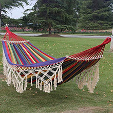 MVNZXL Sedia sospesa per Amaca Portatile, Strisce Colorate tessute a Mano in Cotone Naturale con amache con Frange all'Uncinetto, per Giardino sul Retro all'aperto e al Coperto