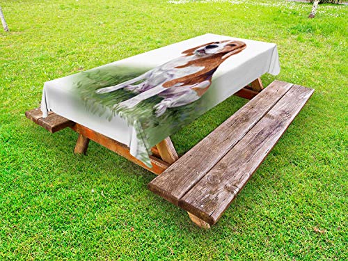 ABAKUHAUS Beagle Tovaglia da Esterno, Messo a Fuoco nella Mente del Cane Sketch, Tovaglia da Picnic Lavabile Decorativa, 145 cm x 265 cm, Rosewood Caramel