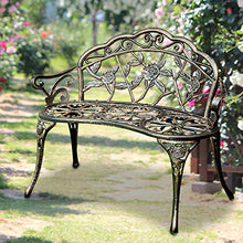 outdoor furniture Panchina da Giardino panchina da Giardino, Portico da Esterno 100 cm Panca Schienale con Decorazione Rosa Standard Americano, Sedile in Alluminio pressofuso anticorrosivo