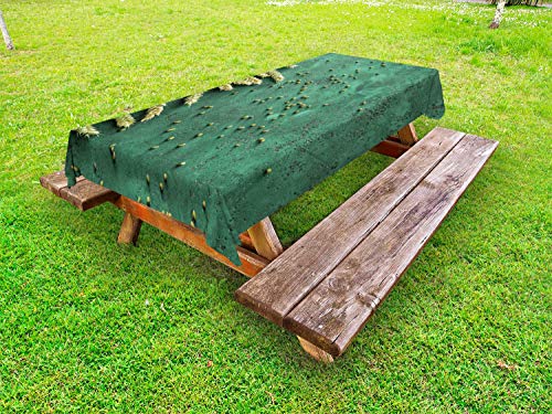 ABAKUHAUS Colore Naturale Tovaglia da Esterno, Agricoltura Arte Grano, Tovaglia da Picnic Lavabile Decorativa, 145 cm x 305 cm, Jade Green Olive Green