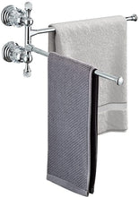 CASEWIND Portasalviette cromato, portasciugamani a due bracci argento, portasciugamani doppio orientabile da parete con accessori bagno in cristallo fissaggio a parete