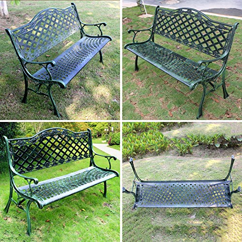 Panchina Da Giardino IRGA In Metallo - Schienale Ghisa Decorativo, Resistente Alle Intemperie, Portatile