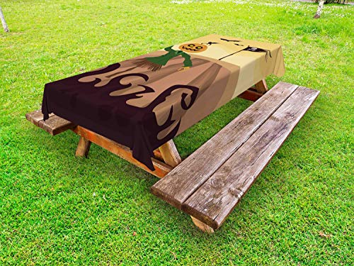 ABAKUHAUS Spaventapasseri Tovaglia da Esterno, Waving Flag Morte, Tovaglia da Picnic Lavabile Decorativa, 145 cm x 265 cm, Multicolore