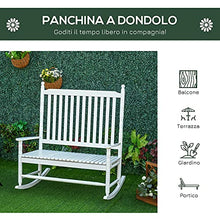 Outsunny Panchina a Dondolo da Giardino 2 Posti con Schienale Alto e Braccioli in Legno 117x85x120cm, Bianco
