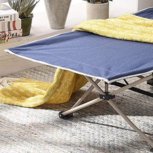 Royal Blue Pieghevole Letto Assomentazione Singolo Letto Pianta Pigri Lazy Camp Camp Bed Office Pranzo Pranzo Artifatto con Cuscino in Cotone in Pelle Scamosciata Rimovibile Head A