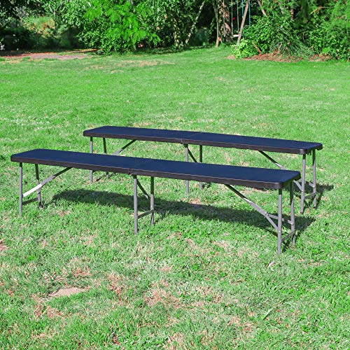 Set di 2 panche pieghevoli, 180 cm, colore: nero, set di 2 panche pieghevoli per tavolo da campeggio – x2 panche pieghevoli ideali per battesimi, matrimoni, pic-nic, buffet e grigliate.