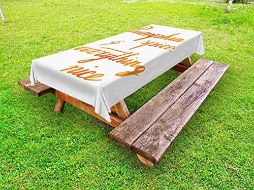 ABAKUHAUS Pumpkin Spice Tovaglia da Esterno, Nizza Spazzola di Scrittura, Tovaglia da Picnic Lavabile Decorativa, 145 cm x 265 cm, Vermilion Marigold