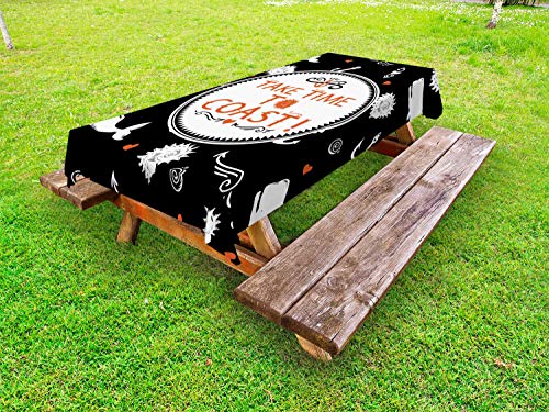 ABAKUHAUS Balene Tovaglia da Esterno, Nautical Prendere Tempo per Costa, Tovaglia da Picnic Lavabile Decorativa, 145 cm x 210 cm, Grigio Terra di Siena bruciata