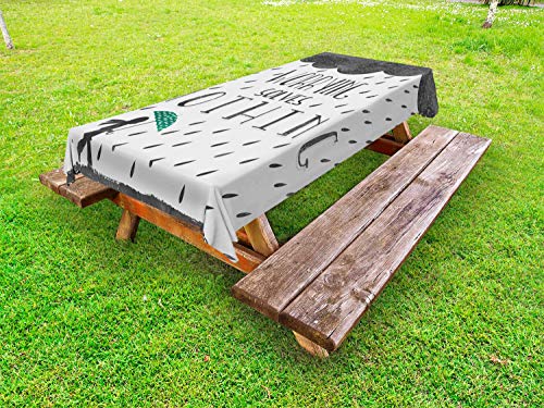 ABAKUHAUS Motivazione Tovaglia da Esterno, Preoccupante Non risolve Nulla, Tovaglia da Picnic Lavabile Decorativa, 145 cm x 305 cm, Dark Blue Grey Cocco
