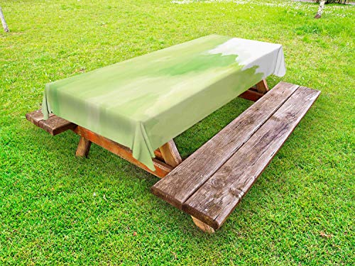 ABAKUHAUS Arte Astratta Tovaglia da Esterno, Monochrome Smokey, Tovaglia da Picnic Lavabile Decorativa, 145 cm x 305 cm, Verde Verde