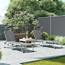 SONGMICS Lettino Prendisole, Sdraio Pieghevole, con Parasole e Schienale Reclinabile, Leggero, 55 x 193 x 31 cm, Max Portata 150 kg, per Giardino Terrazzo Balcone, Motivo Uccelli, Grigio Scuro GCB19BG