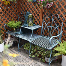LXLH Panca da Giardino Panca da Esterno con Doppia Sedia da Esterno in Ferro battuto, Panche retrò semplici nel Cortile del Giardino, Panca Decorativa in Metallo con Schienale/bracciolo/ripia