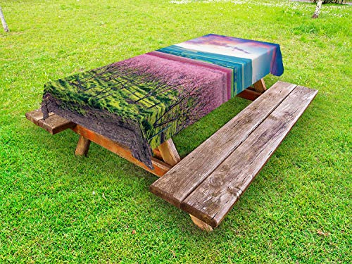 ABAKUHAUS Colorato Tovaglia da Esterno, Fioritura pescheti, Tovaglia da Picnic Lavabile Decorativa, 145 cm x 305 cm, Multicolore