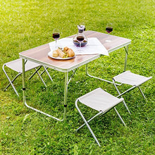 TecTake Tavolo Campeggio con 4 seggiolini richiudibile a Valigetta Giardino Picnic Alluminio | Forma ripiegata/Chiusa (lungh. x largh. x h) 62x62x6,5 cm