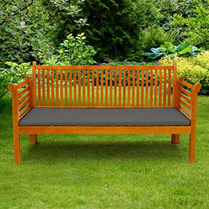 ECD Germany Panca da Giardino a 3 Posti con Cuscini Colore Grigio- ca. 159 x 49,5 x 90,5 cm - in Legno di Pino - Panchina Schienale e Braccioli Divano Balcone Terrazza Veranda Patio Arredo da Esterni