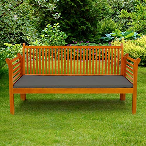 ECD Germany Panca da Giardino a 3 Posti con Cuscini Colore Grigio- ca. 159 x 49,5 x 90,5 cm - in Legno di Pino - Panchina Schienale e Braccioli Divano Balcone Terrazza Veranda Patio Arredo da Esterni