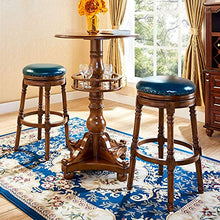 Yhjkvl Sgabelli da Bar Sedia Cucina Inizio Rotondo in Legno Sgabello Girevole con Gambe in Legno in Pelle Marrone e la Finitura di Legno 3 Colori Sedia da Bar (Color : Blue, Size : 65cm)