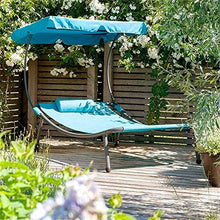 L&B-MR - Sedia reclinabile per giardino, con tettoia e cuscino, 202 x 119 x 160 cm