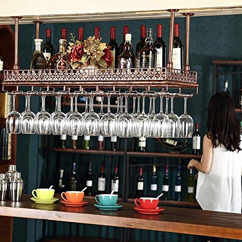 DJSMjbj - Mensola per vino con supporto in vetro, supporto per bottiglie da parete, in ferro, per appendere lo scaffale in vetro (colore: bronzo, dimensioni: 60 x 35 cm)
