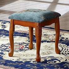 Sgabello per Pianoforte American Style Legno Solido Piano Bench Piano Keyboard Bench Guzheng Drum Stool Dressing Table Manicure Sedia (Colore : Blu, Dimensione : 38x38x42cm)