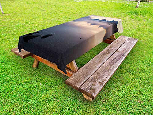 ABAKUHAUS Glacier National Park Tovaglia da Esterno, Misty Meteo, Tovaglia da Picnic Lavabile Decorativa, 145 cm x 305 cm, Multicolore