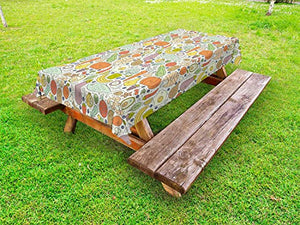 ABAKUHAUS Verdura Tovaglia da Esterno, Paleo Diet Foods Design, Tovaglia da Picnic Lavabile Decorativa, 145 cm x 210 cm, Noce di Cocco e Multicolore