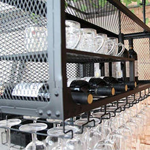 LHQ-HQ cremagliera in Ferro battuto del Vino, Supporto di Vetro di Vino Regolabile in Altezza - Nero