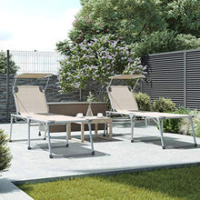 SONGMICS Lettino Prendisole Grande, Sdraio Pieghevole, 65 x 200 x 48 cm, Max Portata 150 kg, con Parasole e Schienale Reclinabile, per Giardino Terrazzo Balcone, Beige GCB26BE