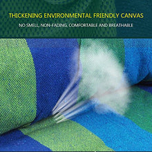 EASY EAGLE Amaca da Giardino con 60CM Aste di Legno, 220x120CM Amache Cotone con Cuscino Gonfiabile per Campeggio Viaggio, Carico 300KG, Strisce Verde-blu