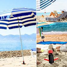 GIKPAL Picchetto di Supporto per Ombrelloni, Base con Gancio Appeso Mare Spiaggia Sabbia Sole Terra Sabbia trivella Gancio per ombrellone, Puntale, Avvitamento, Adattatori 20-32 mm