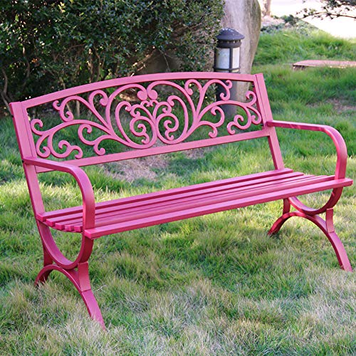 outdoor furniture Panchina da Giardino a Doppia Seduta, Panca da Giardino con Schienale e braccioli, Sedile da Esterno in Ferro, Adatto a parchi e verande
