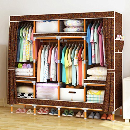 LyMei Organizzatore di stoccaggio Guardaroba Armadio Quadrato in Tessuto di Tela Armadio Oxford Armadio di stoccaggio dell'organizzatore con Asta sospesa, 168 * 173 * 45 cm,C