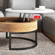 RJMOLU Tavolino Rotondo Tabella di stoccaggio Tavolino da caffè in Legno a Sollevamento alzati con cassetti girevoli Set di Salotto da tavolino Multifunzionale,B