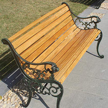 Outdoor Benches Panchina da Giardino da 49"in Metallo Panchina condivisa nel Parco all'aperto, Panca Decorata da Balcone con Veranda, Sedia con Struttura in Metallo e Legno per 2-3 Persone