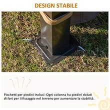 Outsunny Gazebo da Giardino con Zanzariera 3.6x3m, Struttura Acciaio e Alluminio, Tetto Policarbonato Marrone