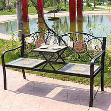 GaoF Panchina da Giardino in ghisa da 59 Pollici, panchina da Giardino in ghisa, panchina da Esterno Resistente alle intemperie con Tavolo Centrale Regolabile, panchina in Metallo retrò a 2 posti,