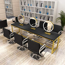 Specchio bifacciale a led dedicato per parrucchiere, specchio da tavolo da barbiere con rete di marea rossa rossa, salone di bellezza con specchio per trucco desktop a doppia faccia,D'oro,Diameter60cm