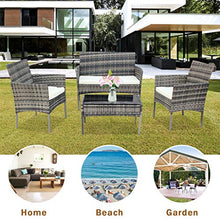 Conservatorio Deluxe 4 Pezzo 4Seater Rattan Cube Tavolo da Pranzo Mobili da Giardino Soggiorno All'aperto Balcony Patio Set (Grigio) (Consegna di Una Settimana)