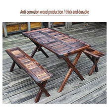XZQ Tavolo E Sedie Pieghevoli Set Panca da Giardino in Legno Barbecue da Esterno Patio Party Campeggio Portatile A Tre Pezzi Buco Umbrella 4-6 Persone (Color : Brown, Size : 110 * 60 * 65cm)