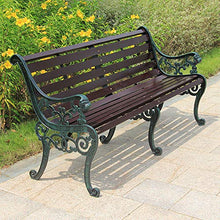 Panca da cortile per esterni, sedia da parco in legno massello di ghisa, sedile da giardino in ferro resistente alle intemperie, poltrona reclinabile per terrazza da giardino a 2-3 posti, per prato