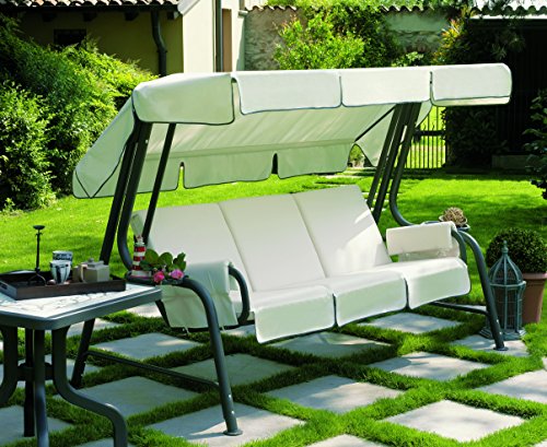 ARREDinITALY - Dondolo 4 posti con Struttura in Metallo e Cuscini Fantasia 85 - Struttura Antracite - 100% Made in Italy