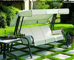 ARREDinITALY - Dondolo 4 posti con Struttura in Metallo e Cuscini Fantasia 85 - Struttura Antracite - 100% Made in Italy