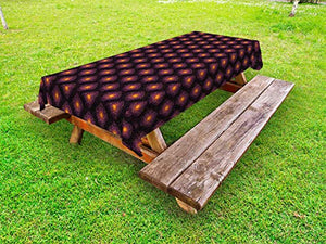 ABAKUHAUS Astratto Tovaglia da Esterno, Piazze Rotonde e Macchie, Tovaglia da Picnic Lavabile Decorativa, 145 cm x 265 cm, Charcoal Grigio e Calendula