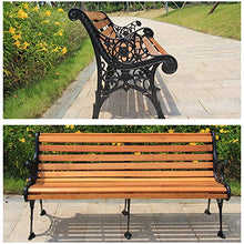 Outdoor furniture Grande panchina da Giardino per Esterni, panchina da 150 * 58 * 76 cm con doghe in Legno massello e Struttura in ghisa, panchina per mobili da Esterno Resistente alle intemperie